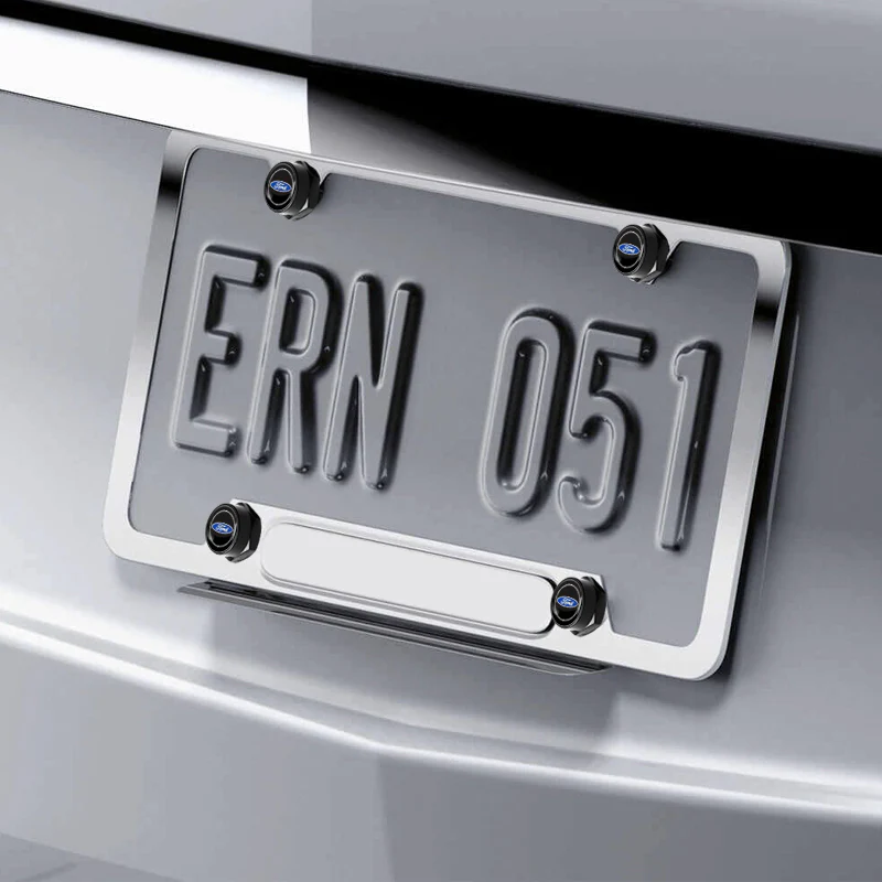 4PCS For FORD Black Car License Plate Frame Security Screw Bolt Caps Covers Set - Image 4