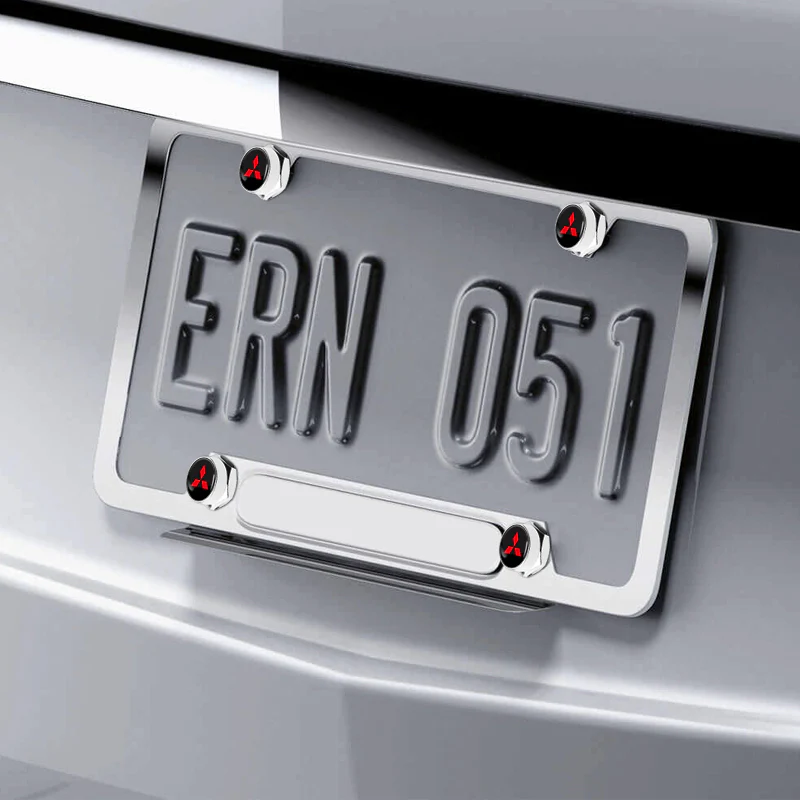 4pcs New Chrome Car License Plate Bolts Frame Screw Caps Covers for Mitsubishi - Image 4