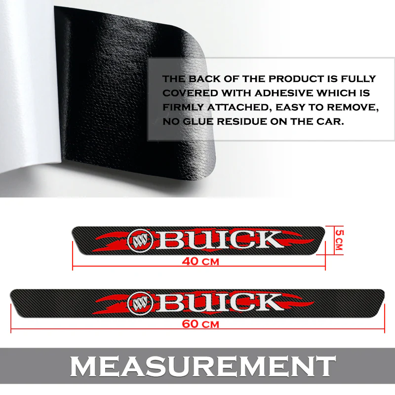 4PCS Set Carbon Fiber Car Door Scuff Sill Cover Panel Step Protector For Buick - Image 4