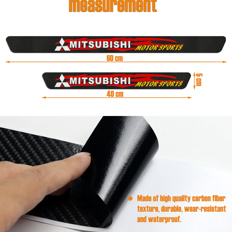 4PCS Set Carbon Fiber Car Door Scuff Sill Cover Panel Step Protector For MITSUBISHI - Image 2
