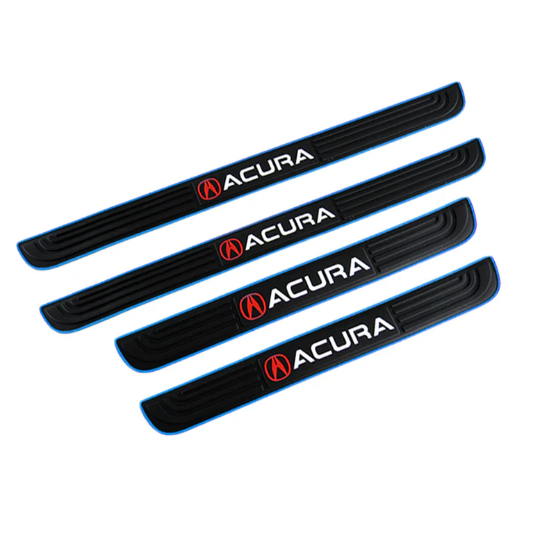 Acura Set 4PCS Car Door Rubber Scuff Sill Panel Step Protector with Tire Wheel Valves Dust Stem Air Caps Keychain - Image 9