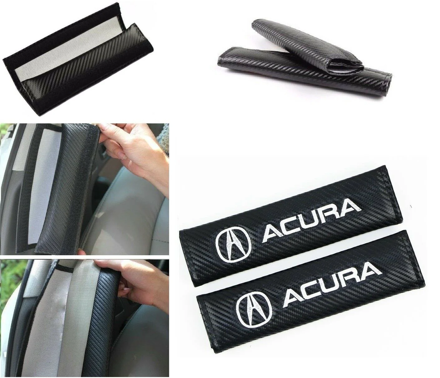 Acura Set Car Door Scuff Sill Rubber Cover Panel Step 4PCS Red Border Protector with Seat Belt Covers - Image 4