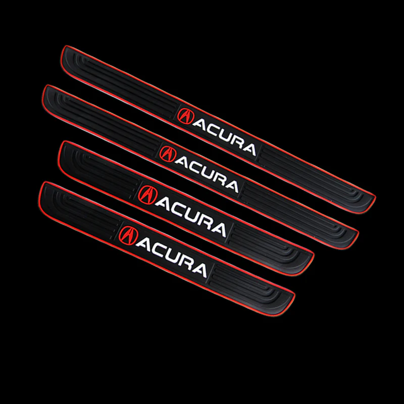 Acura Set Car Door Scuff Sill Rubber Cover Panel Step 4PCS Red Border Protector with Seat Belt Covers - Image 6