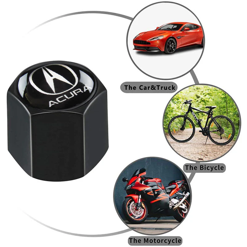 ACURA Set of Black Car Wheel Tire Valves Dust Stem Air Caps Keychain with Black Carbon Fiber Look Seat Belt Covers - Image 2