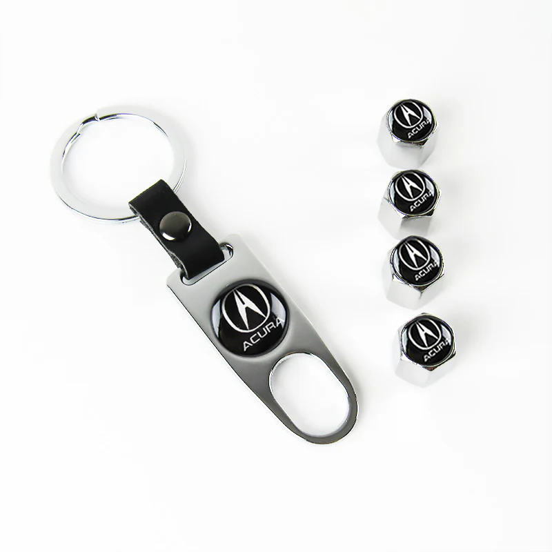 ACURA Silver Car Wheel Tire Valves Dust Stem Air Caps Keychain Emblem KEY FOB Set - US SELLER - Image 5