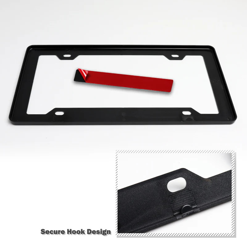 Black ABS License Plate Frame with Black Emblems For Dodge HellCat SRT8 - 2pcs - Image 3