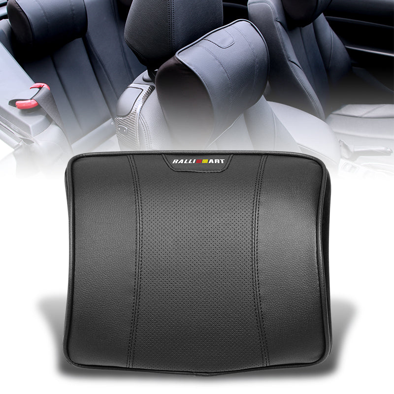 Black Leather Car Seat Memory Foam Neck Rest Cushion Pillow MITSUBISHI RALLIART 1pc