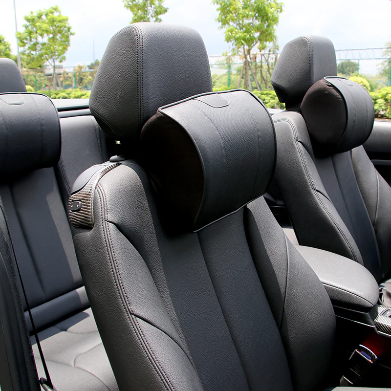 Black PU Leather Car Seat Memory Foam Neck Rest Cushion Pillow MUGEN POWER X1 - Image 5