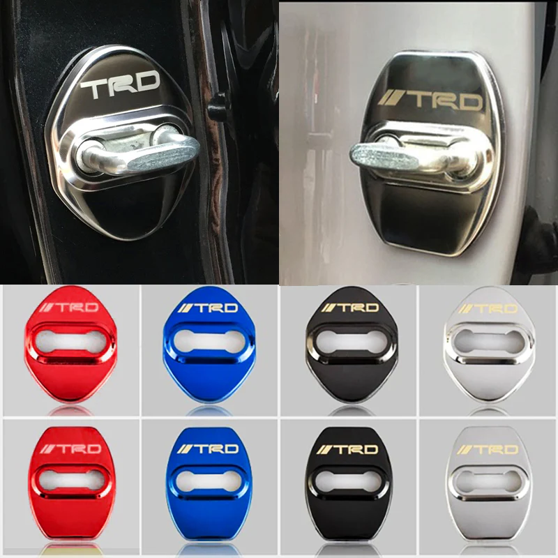Black Stainless Steel Door Lock Door Striker Cover Set for TRD - Image 5