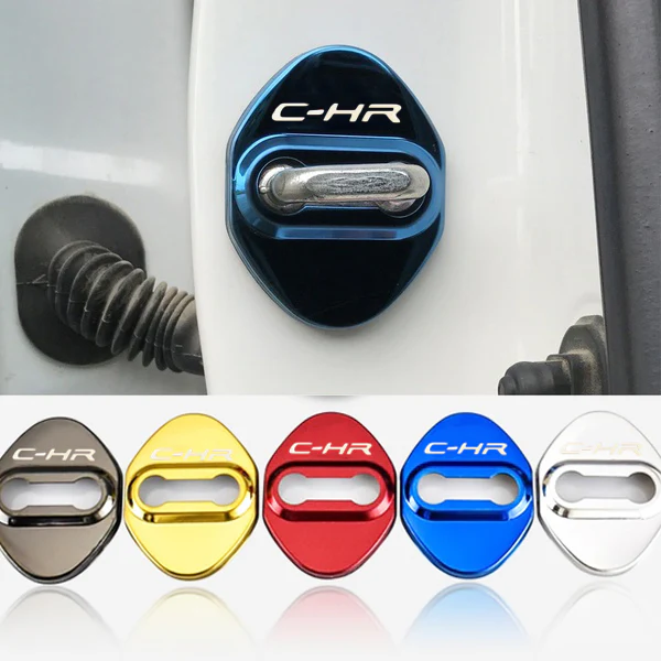 Black Toyota C-HR 2016-2019 Stainless Steel Door Lock Door Striker Protective Cover Set - 4 pcs - Image 3
