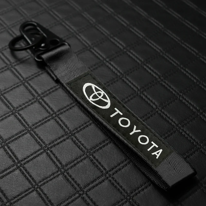 Black TOYOTA MOTORS Racing Keychain Metal Key Ring Hook Strap Nylon Lanyard-Universal