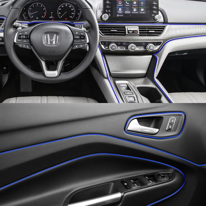 Blue 32.8 ft Interior Edge Gap Line Moulding Trim Molding Strip & Rim Protector Set Auto Car Décor - Image 4