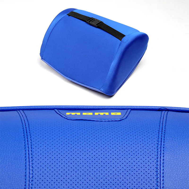 Blue Leather Car Seat Memory Foam Neck Rest Cushion Pillow for MOMO RACING 1PCS - Image 2