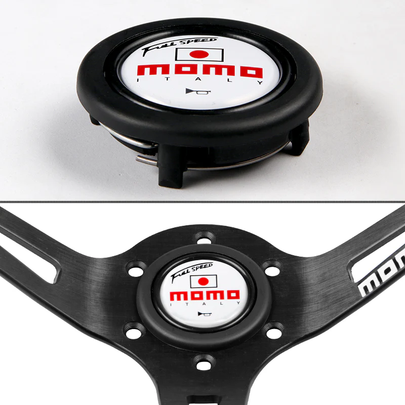 Blue Line 350mm MOMO Racing Steering Wheel Microfiber Leather with MOMO Horn Button - Image 6