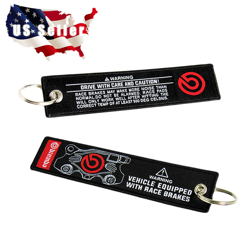 BREMBO DOUBLE SIDE FRONT AND BACK Racing Cell Holders Keychain X2