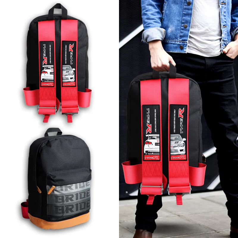 Bride Gradation Cloth Backpack with Honda Type R Red Harness Adjustable Shoulder Straps