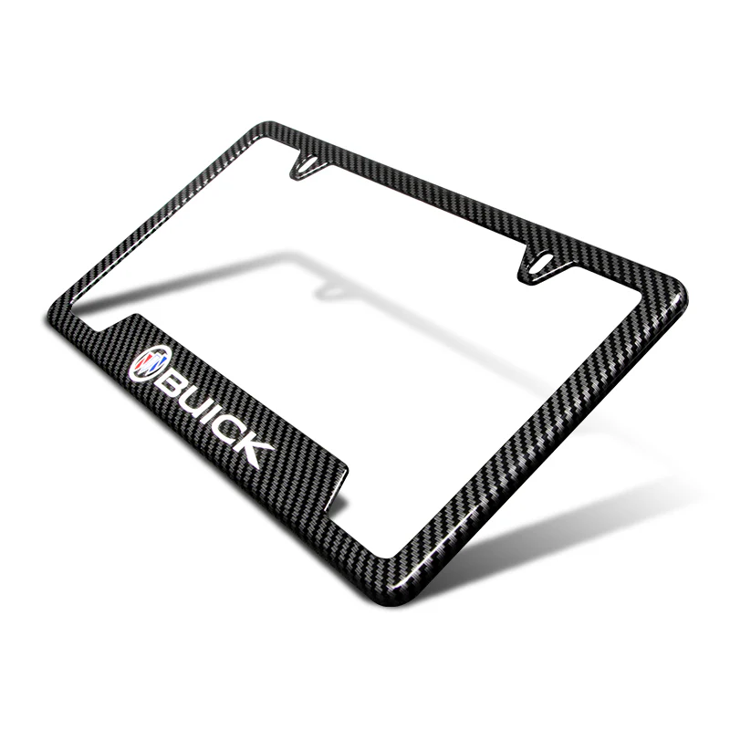 BUICK 2 pcs Carbon Fiber Look High Quality ABS License Plate Frames with Caps Bolt Screw Set - Image 8