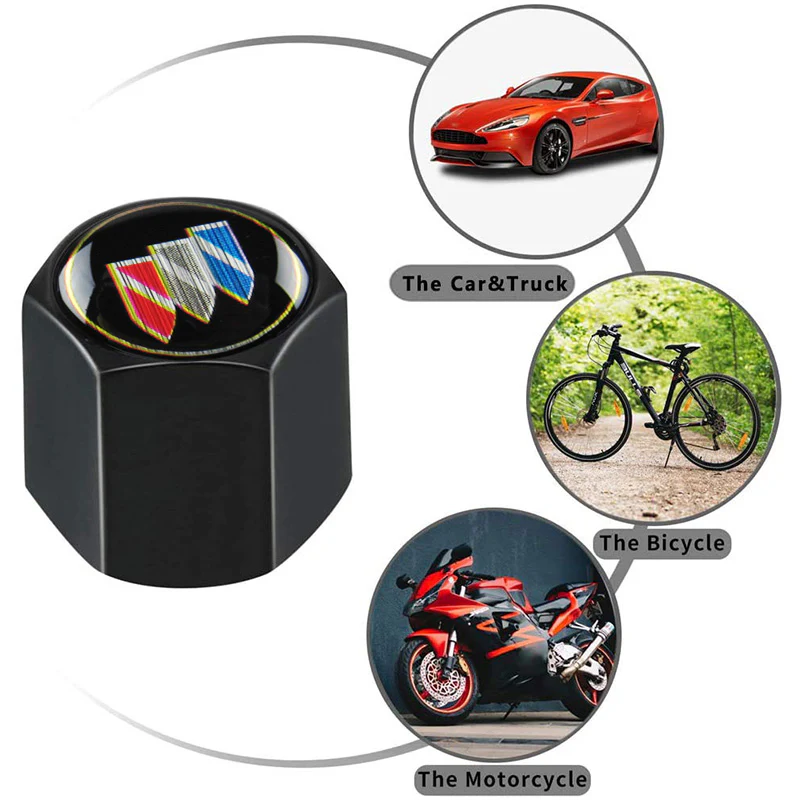 BUICK Set Car Door 4PCS Rubber Scuff Sill Panel Step Protector with Keychain Wheel Tire Valves Dust Stem Air Caps - Image 7