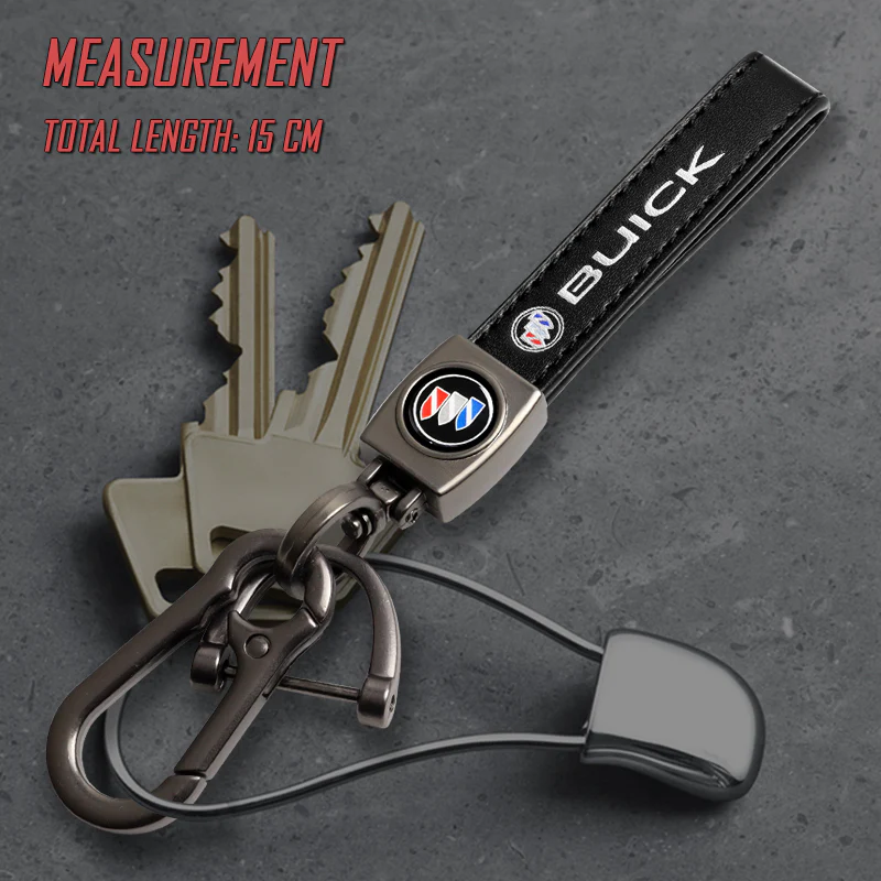 BUICK Universal Black 3D Logo Leather Metal Gift Decor Quick Release Lanyard Keychain - Image 7