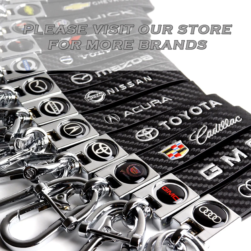 BUICK Universal Chrome 3D Logo Carbon Fiber Look Black Leather Metal Gift Decor Quick Release Lanyard Keychain - Image 9