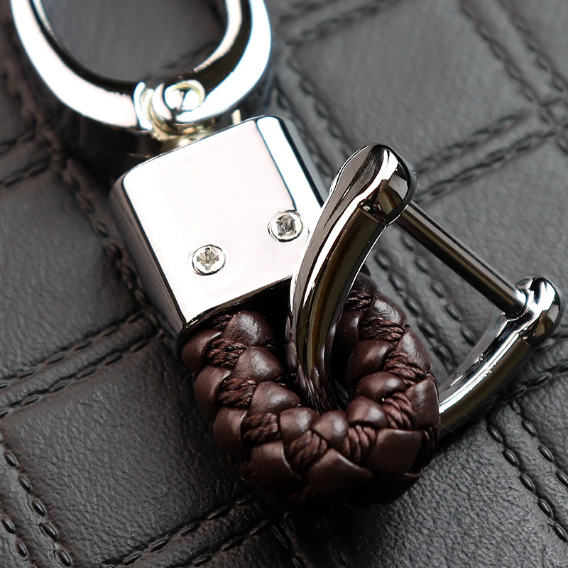Honda Small Brown BV Style Calf Leather Keychain (Red H) - Image 2