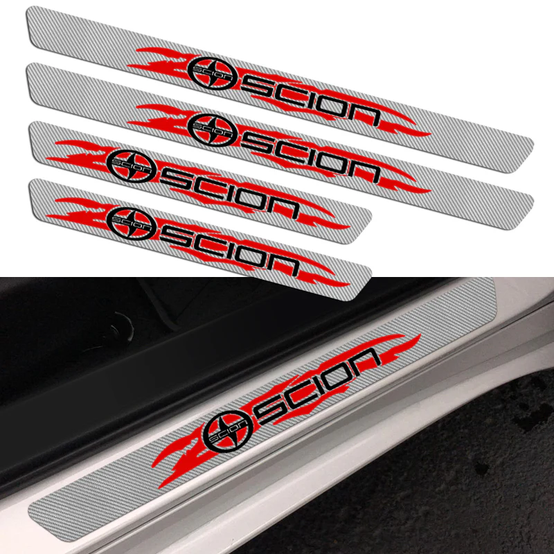 For SCION NEW 4PCS Set 5D Carbon Fiber Texture Car Door Scuff Sill Cover Panel Step Protector - Image 3