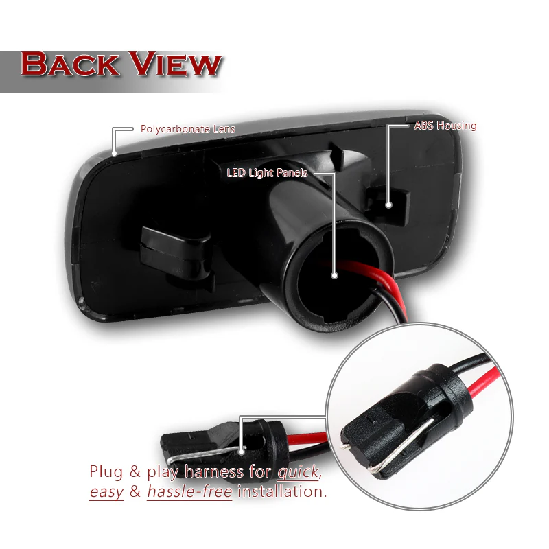 Chrysler 200 / 300C / Sebring Sequential Amber LED Turn Signal Front Side Marker Lights -Clear Lens - Image 3