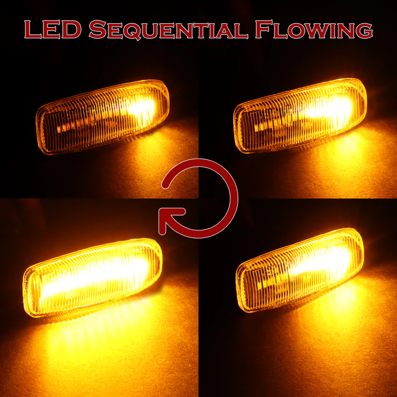 Chrysler 200 / 300C / Sebring Sequential Amber LED Turn Signal Front Side Marker Lights -Clear Lens - Image 5