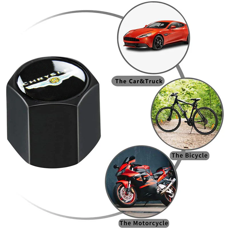 CHRYSLER Car Wheel Tire Valves Dust Stem Air Caps Keychain Emblem KEY FOB Set - US SELLER - Image 4