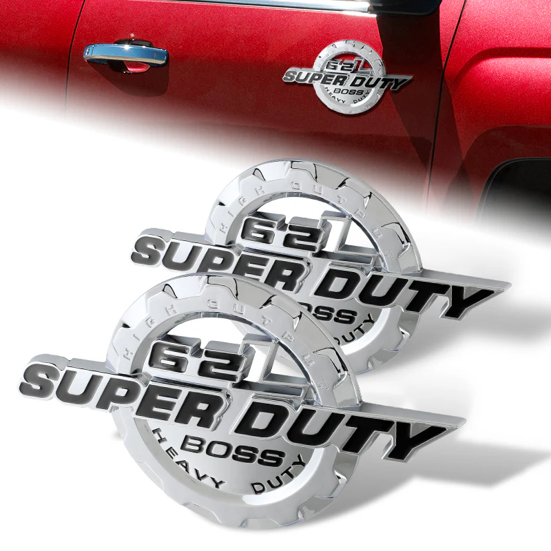 2PCS BLACK 6.2L V8 Superduty Boss Heavyduty Emblem SUPER DUTY Badge F fits F250 F350