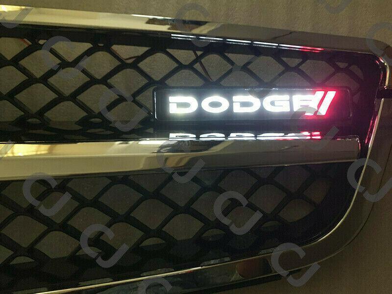 Dodge Set Front Grille LED Light Badge with Wheel Tire Valves Air Caps Keychain for RAM - Image 2
