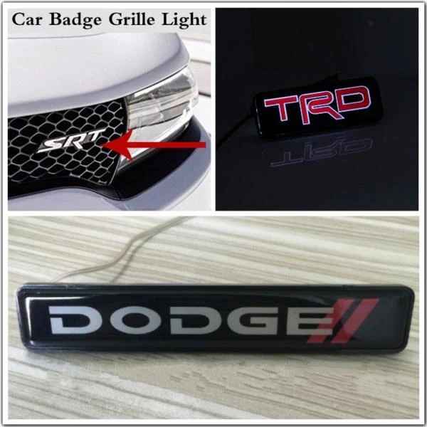 Dodge Set Front Grille LED Light Badge with Tire Wheel Valves Air Caps Keychain for RAM - Image 7