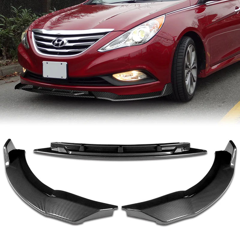 For 2011-2014 Hyundai Sonata STP-Style Carbon Look Sport Front Bumper Body Splitter Spoiler Lip 3PCS
