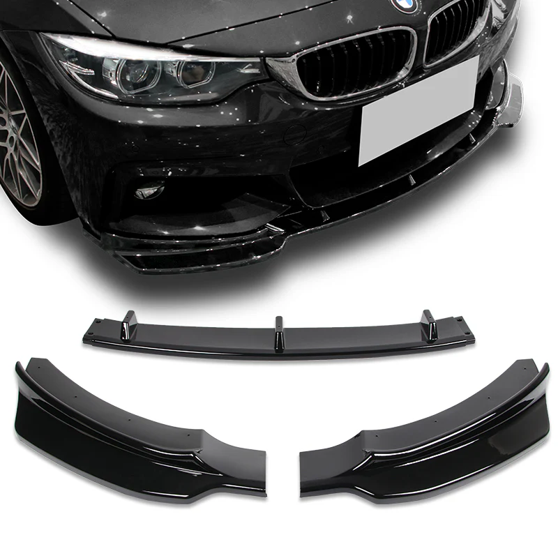 For 2014-2020 BMW 428i 430i 440i F32 F33 F36 B-Style M-Sport Painted Black Front Bumper Body Splitter Spoiler Lip 3PCS