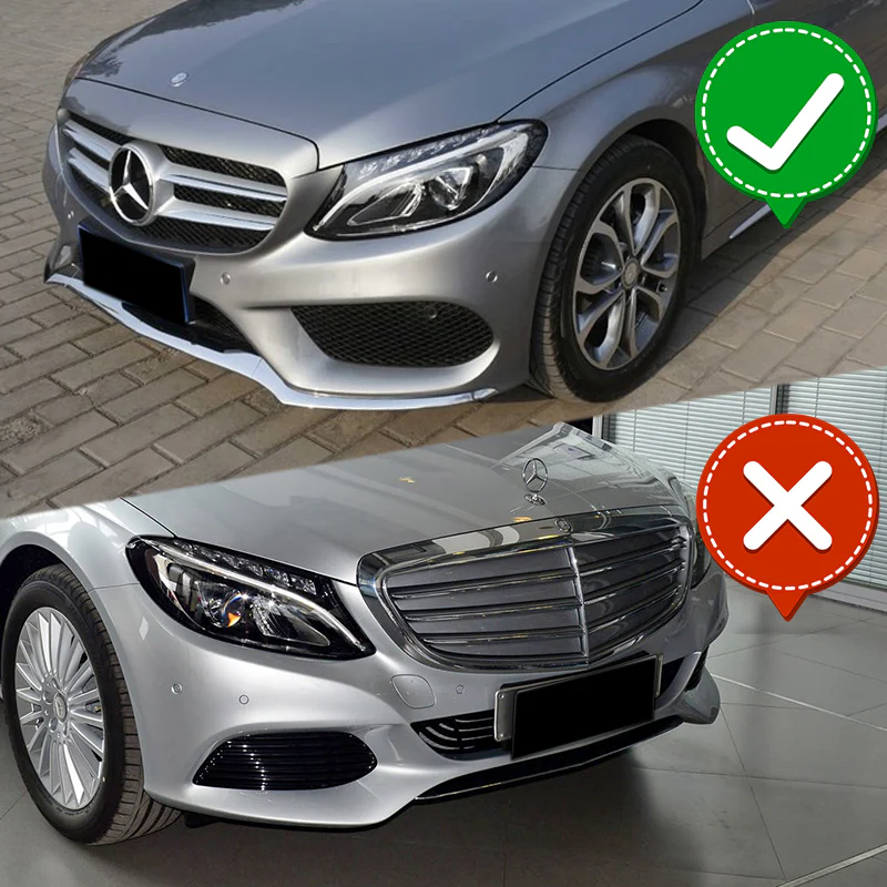 For 2015-2018 Mercedes W205 C-Class Painted Black Front Bumper Body Splitter Spoiler Lip 3PCS - Image 6
