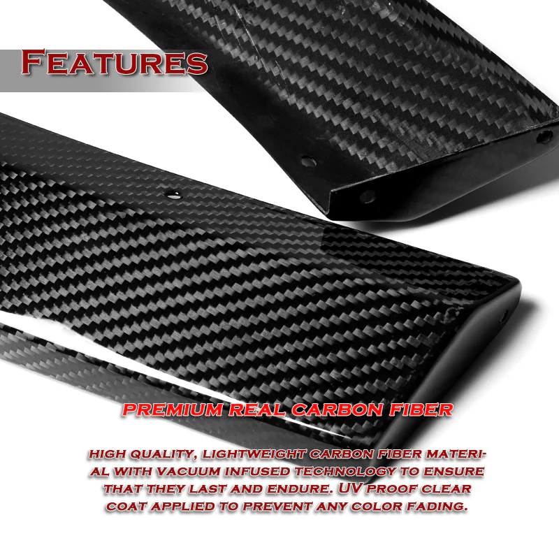 For 2016-2020 Tesla Model S STP-Style Carbon Fiber Front Bumper Body Splitter Spoiler Lip 3PCS - Image 3