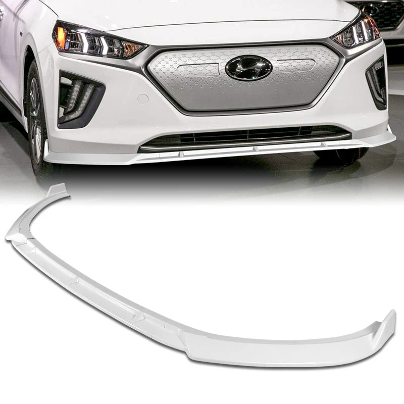 For 2017-2022 Hyundai IONIQ STP-Style Painted White 3-Piece Front Bumper Body Spoiler Splitter Lip Kit with Windshield Banner Combo - Image 6