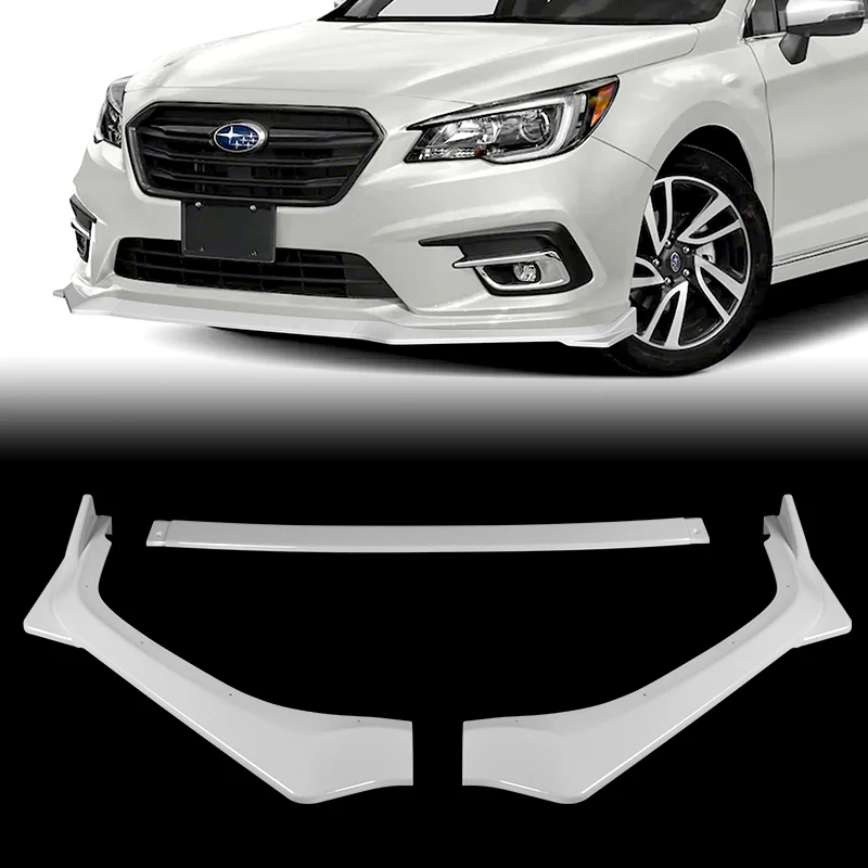 For 2018-2020 Subaru Legacy STi-Style JDM Painted White Front Bumper Body Splitter Spoiler Lip 3PCS