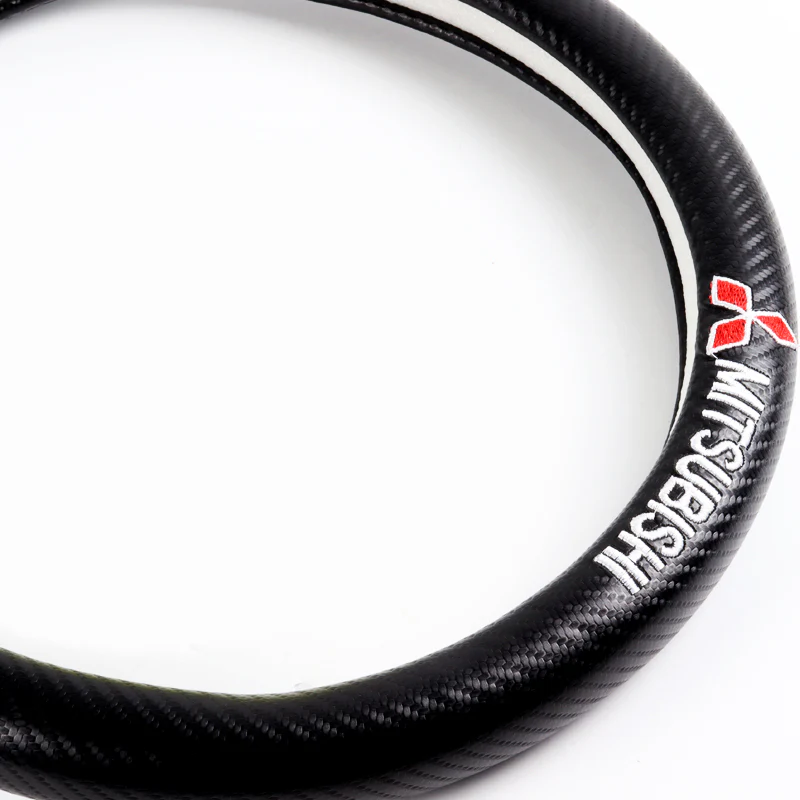 For all MITSUBISHI 15" Diameter Car Steering Wheel Cover Carbon Fiber Look Leather X1 - Image 7