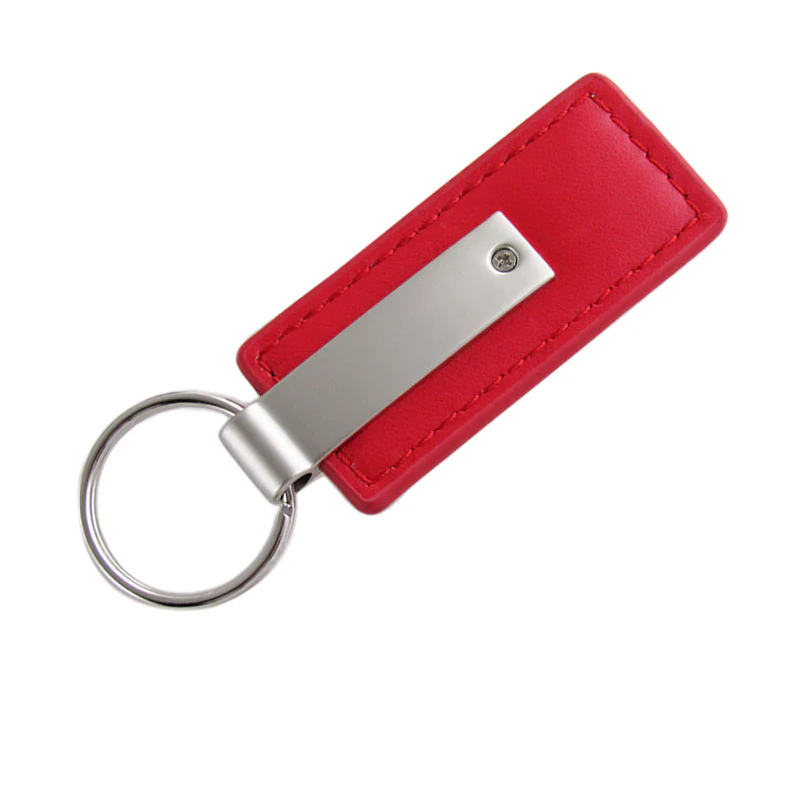 For Honda CIVIC RED Leather Chrome Key Fob Keyring Rectangle Keychain Lanyard - Image 2