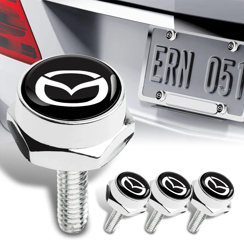 MAZDA Mazdaspeed 2 pcs Stainless Steel License Plate Frame with Caps Bolt Screw Set - Image 7