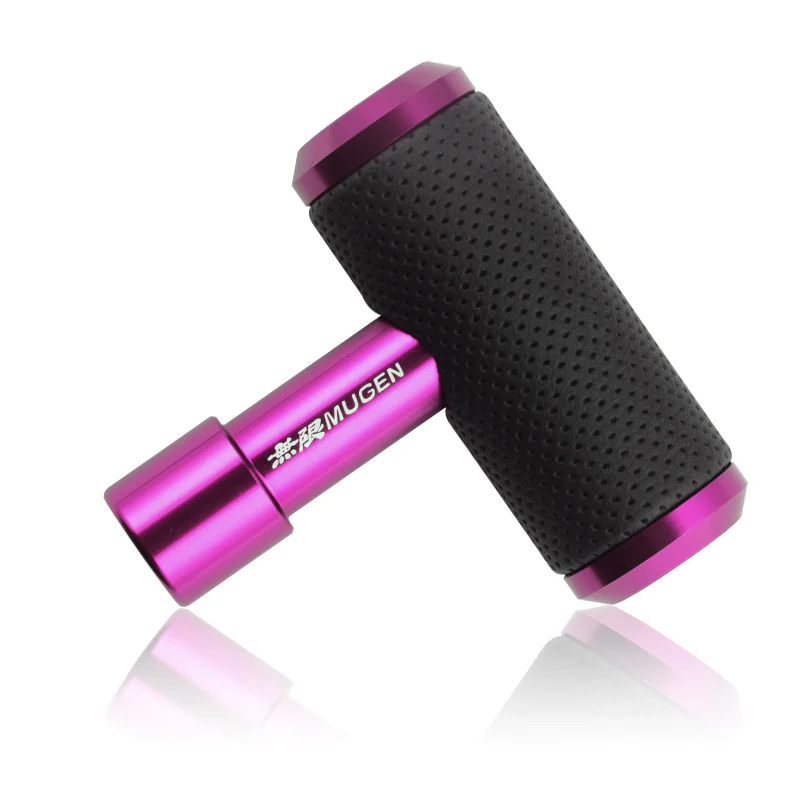 MUGEN Leather Car Shift Knob Aircraft Joystick Transmission Racing Gear Purple