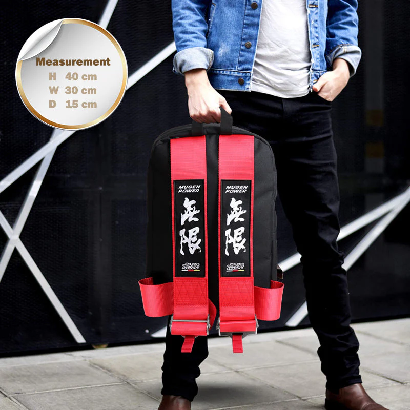 Mugen Set Bride Gradation Cloth Backpack with Red Harness Adjustable Shoulder Straps with White Keyring Keychain Tag - Image 5