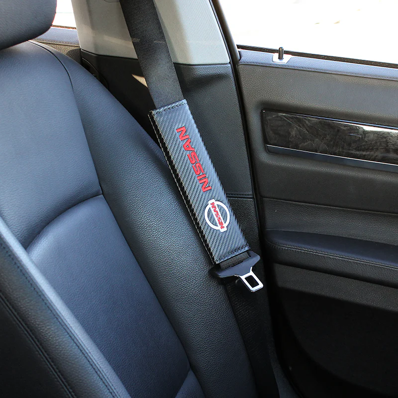 NISSAN NISMO Set of Car 15" Steering Wheel Cover Carbon Fiber Style Leather with Seat Belt Covers - Image 9
