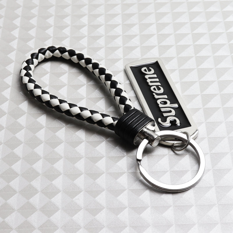 Black Supreme3M Set Embroidered Logo Seat Belt Covers with Metal Pendant with Calf Leather Keychain For Honda Toyota - Image 8