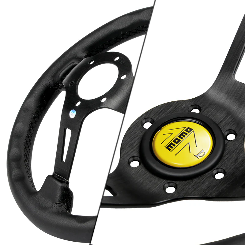 Deep Dished 350mm Racing Steering Wheel Microfiber Leather YLBKA For momo hub X1 - Image 2