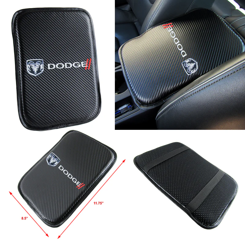 DODGE RAM Set Car Center Console Armrest Cushion Mat Pad with LED Coasters Combo Set - Image 2