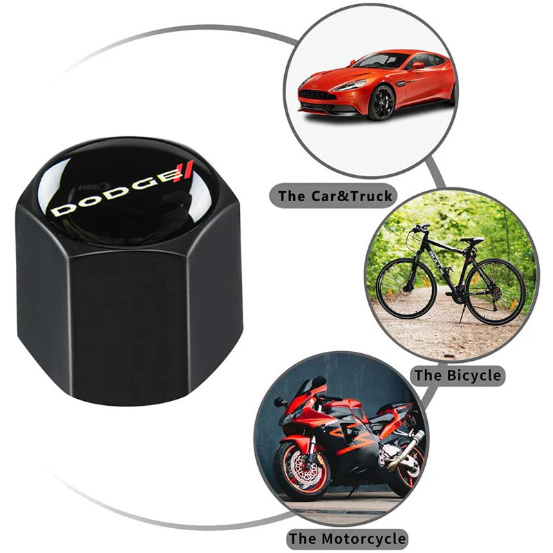 DODGE Set 4PCS Car Door Rubber Scuff Sill Panel Step Protector with Keychain Wheel Tire Valves Dust Stem Air Caps - Image 4