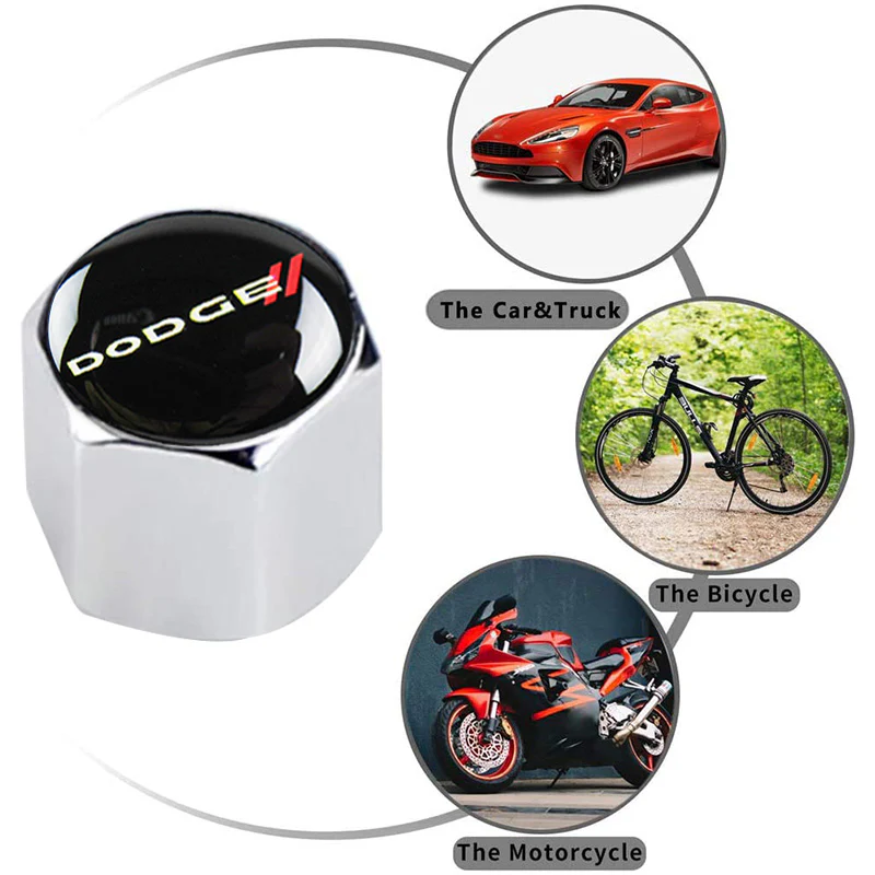 DODGE Set 4PCS Car Door Rubber Scuff Sill Panel Step Protector with Wheel Tire Valves Dust Stem Air Caps Keychain - Image 5