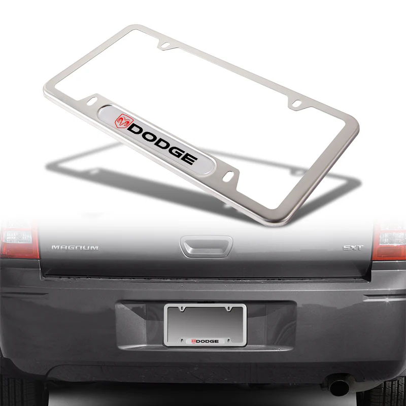 DODGE Stainless Steel License Plate Frame 2pcs with Caps Bolt SET Brand New - Image 2